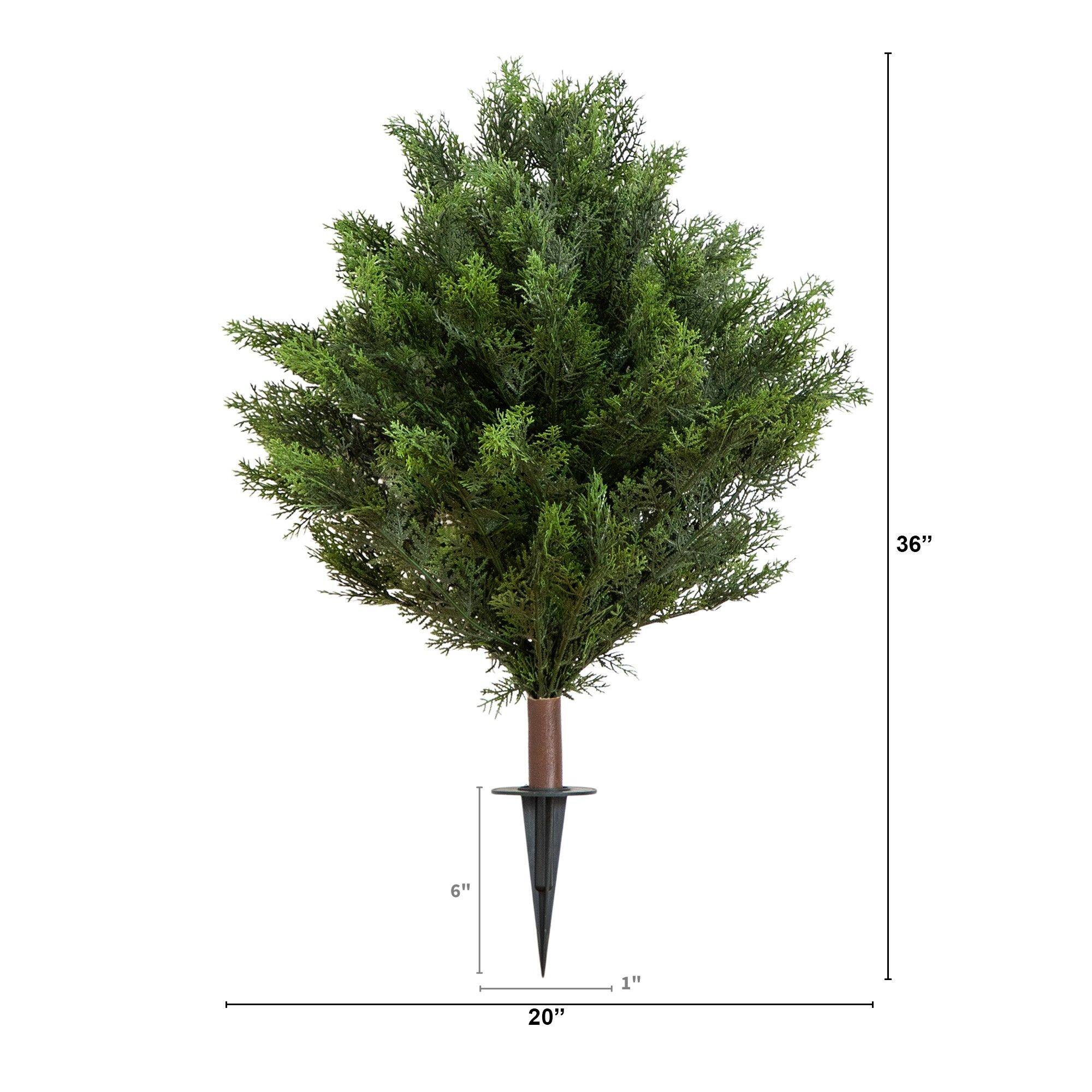 3ft. UV-Resistant Artificial Cedar Bush with Integrated Ground Stake